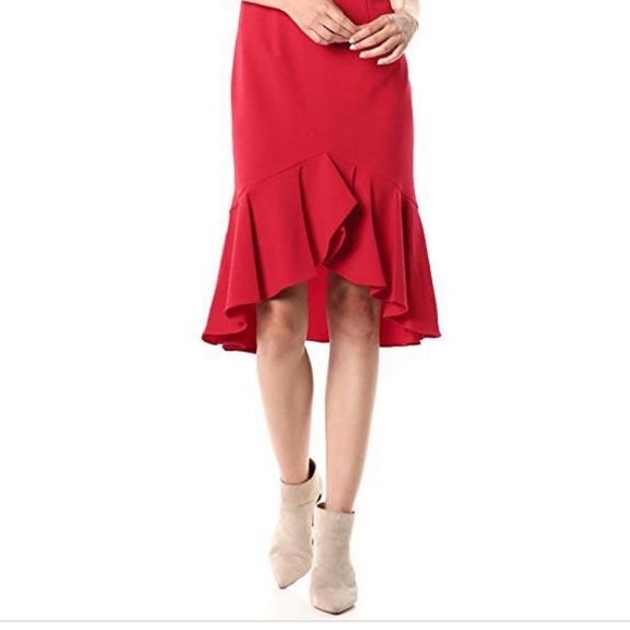 TAYLOR Wired Crepe Flounce Sheath Dress
CLARET RED - Picture 4 of 8